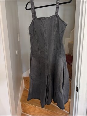 Charcoal Grey Denim Jumper Dress